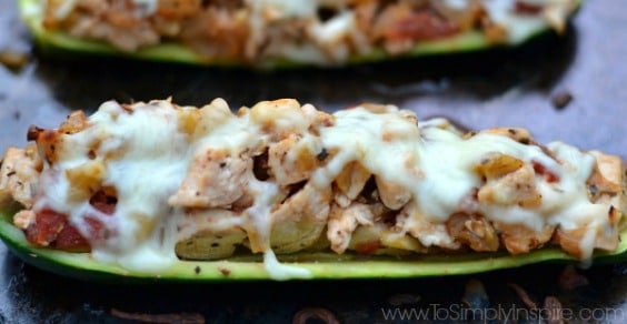 Italian Chicken Stuffed Zucchini Boats - To Simply Inspire