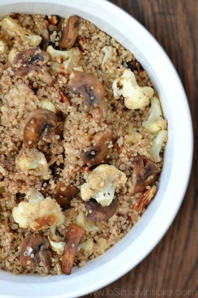 Balsamic Roasted Cauliflower and Mushroom Quinoa - To Simply Inspire