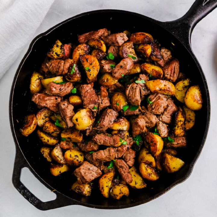 Butter Steak Bites with Garlic Herb Potatoes - To Simply Inspire