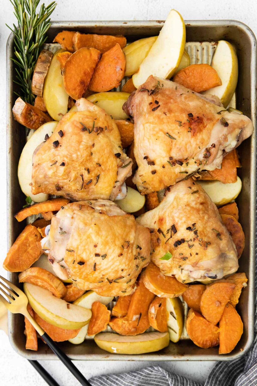 Sheet Pan Chicken Thighs with Sweet Potatoes and Apples - To Simply Inspire