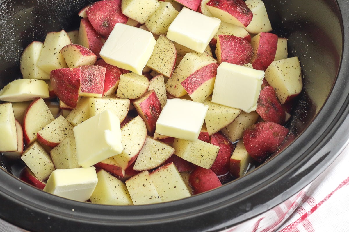 Steamed & Mashed Crock Pot Red Potatoes - My Midlife Kitchen