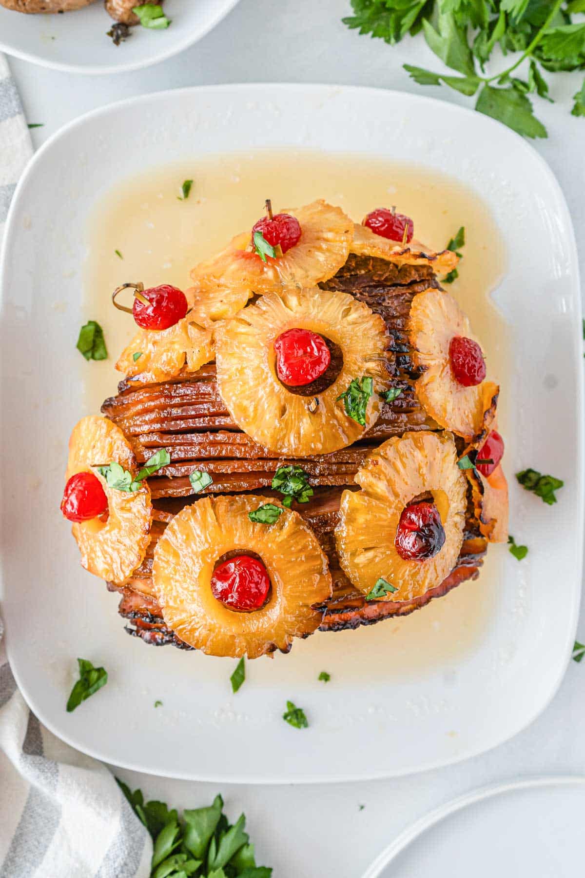 Air Fryer Ham with Pineapple and Brown Sugar Glaze