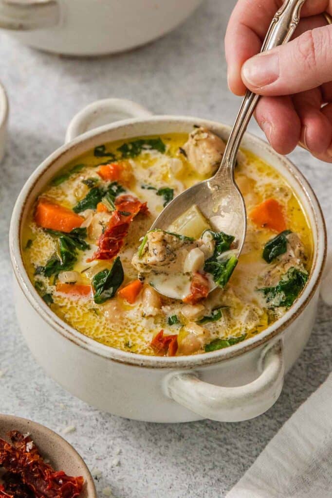 Easy Creamy Tuscan Chicken Soup - To Simply Inspire